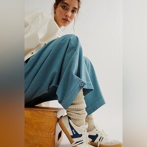 30 free people small cool harbor preloved blue pants button or wide leg euc